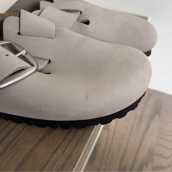 Birkenstock Anthropologie Boston Big Buckle Clogs in Stone Coin Grey - Picture 4 of 8